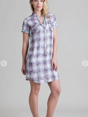 Ryan Michael Cloud Plaid Viscose Long Shirt